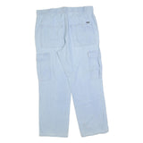 Womens Relaxed Light Blue Cotton Blend Trousers W40 L30 Cargo Drawstring Waist