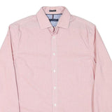 TOMMY HILFIGER Mens Pink & White Micro Check Shirt M Stylish Cotton Blend Long