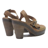 TIMBERLAND Womens Heeled Strappy Leather Brown UK 4 Stylish Comfort Sandals