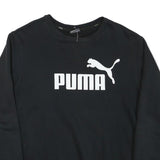 PUMA Mens Black Cotton Blend Crew Neck L Sweatshirt Logo Print Casual Wear