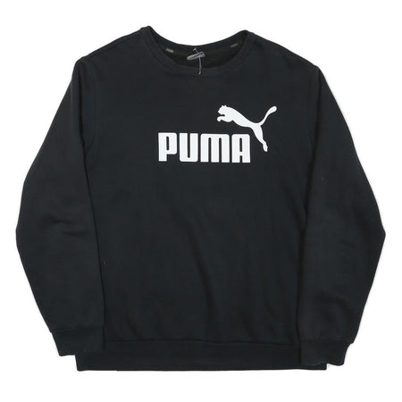 PUMA Mens Black Cotton Blend Crew Neck L Sweatshirt Logo Print Casual Wear