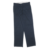 DICKIES Mens Cotton Blend Navy Regular Straight Trousers W32 L32 Workwear Zip