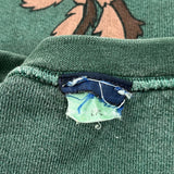 Road Runner Looney Tunes Cartoon Sweatshirt - Large Green Cotton
