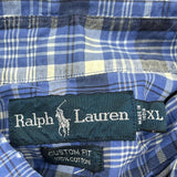 Ralph Lauren Checked Short Sleeve Shirt - XL Blue Cotton