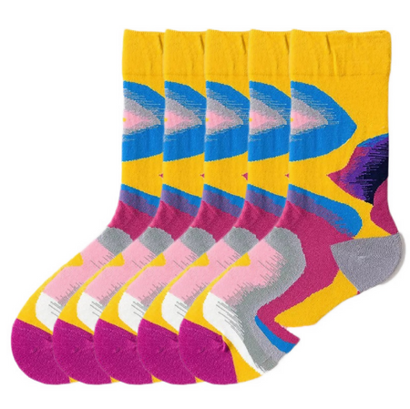 Anyfootwear 5 Pairs Size 5-9 of Fashion Long Sock Cartoon Personalized Creative Bright Color Abstract For Men Woman Foot Cold Winter Warm Comfortable Accessories