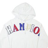 CHAMPION Mens White Multicolour Logo Hoodie S Cotton Blend Pullover Casual