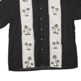 CAMPIA Mens Black Rayon XL Shirt Hawaiian Palm Tree Print Relaxed Fit Casual