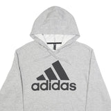 ADIDAS Mens Grey Pullover Hoodie M Cotton Blend Casual Sportswear Sweatshirt