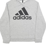 ADIDAS Mens Grey Pullover Hoodie M Cotton Blend Casual Sportswear Sweatshirt