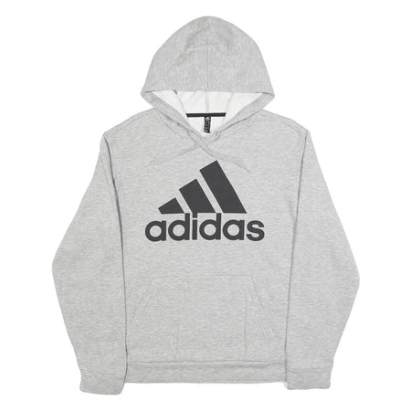 ADIDAS Mens Grey Pullover Hoodie M Cotton Blend Casual Sportswear Sweatshirt