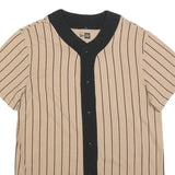 NEW ERA Mens Beige & Black Modern T-Shirt S Short Sleeve Crew Neck Button Front