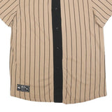 NEW ERA Mens Beige & Black Modern T-Shirt S Short Sleeve Crew Neck Button Front