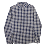 NAUTICA Mens Blue & Cream Check Button-Down Shirt L Classic Cotton Blend Casual