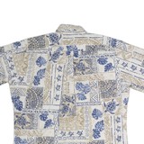 RJC Mens White & Beige Hawaiian Shirt XL Cotton Tropical Beach Short Sleeve