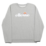 ELLESSE Mens Grey Crew Neck L Cotton Blend Sweatshirt Logo Printed