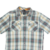 THE NORTH FACE Mens Blue White & Yellow Check Shirt M Cotton Casual Short Sleeve