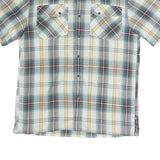 THE NORTH FACE Mens Blue White & Yellow Check Shirt M Cotton Casual Short Sleeve