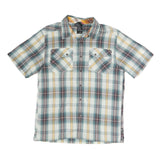 THE NORTH FACE Mens Blue White & Yellow Check Shirt M Cotton Casual Short Sleeve