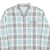 LEVI'S Mens Blue & Grey Check Shirt L Cotton Blend Long Sleeve Casual