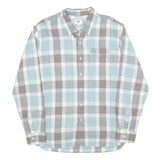 LEVI'S Mens Blue & Grey Check Shirt L Cotton Blend Long Sleeve Casual