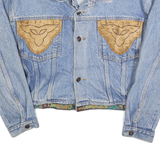 Mens Blue Denim Cotton Button Jacket S Plain Western Style Casual Wear