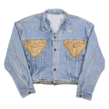 Mens Blue Denim Cotton Button Jacket S Plain Western Style Casual Wear