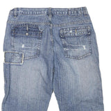 SOUTHERN Mens Denim Blue Casual Shorts L W38 Distressed Cotton Blend