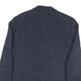 WELLINGTON Mens Blue Wool Button Jacket L Herringbone Classic Tailored