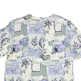 LEE DAVIDS Womens Blue Cream Printed Top Short Sleeve Round Neck L Cotton Blend