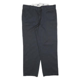 DICKIES Mens Cotton Blend Black Relaxed Straight Trousers W40 L30 Workwear