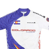 ENDURA Mens Blue & White Colorado Graphic T-Shirt S Short Sleeve Round Neck