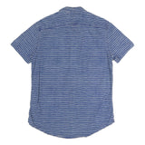TOMMY HILFIGER Mens Blue Stripe Shirt L Casual Short Sleeve Cotton Blend