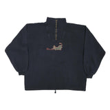 TAYLOR Womens Navy Blue Cat Embroidered 1/4 Zip M Sweatshirt Casual Cotton Blend