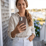 Chocolate Brown iPhone 15 Pro Case - Lifestyle photo showing phone case in use