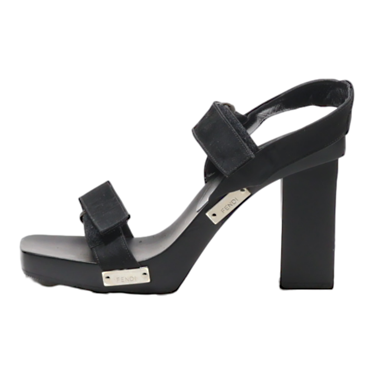 FENDI Block Heels Black Synthetic Womens UK 4