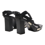 FENDI Block Heels Black Synthetic Womens UK 4