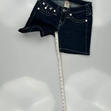True Religion Contrast Stitch Denim Shorts - 25W US 0 Dark Wash Cotton