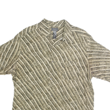 CRAZY HORSE Mens Beige & Brown Rayon Shirt XL Abstract Pattern Casual Summer