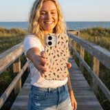 Seashell Woodland Harvest iPhone 16 Pro Max Case - Lifestyle photo showing phone case in use