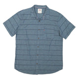 LEVI'S Mens Blue & Navy Striped Casual Shirt L Button Short Sleeve Cotton Blend