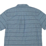 LEVI'S Mens Blue & Navy Striped Casual Shirt L Button Short Sleeve Cotton Blend