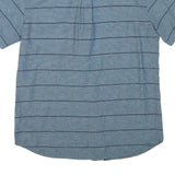 LEVI'S Mens Blue & Navy Striped Casual Shirt L Button Short Sleeve Cotton Blend