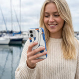 Electric Blue Silly Goose iPhone 16 Pro Max Case - Lifestyle photo showing phone case in use