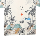 Mens Cream Palm Tree Print Cotton Blend Shirt M Summer Holiday Tropical