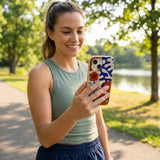 London Fog Leaf Dance iPhone 16 Pro Max Case - Lifestyle photo showing phone case in use