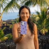 Lavender Grape Juice iPhone 16 Pro Case - Lifestyle photo showing phone case in use