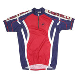 CATELLI Mens Red & Blue Cycling Jersey 2XL Short Sleeve 1/4 Zip Athletic