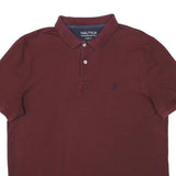 NAUTICA Mens Maroon Short Sleeve Plain Polo Shirt M Classic Fit Cotton Blend
