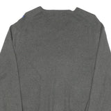 POLO RALPH LAUREN Mens Grey Plain Cotton Blend V-Neck Jumper L Classic Knitwear