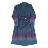 CHARMELA Womens Blue & Purple Polka Dot Day Dress Polyester Long Sleeve Midi